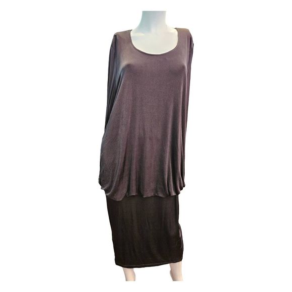 Vintage 80's More Jazz Black Cinched Waist Black Dress Plus Size 16 - Picture 3 of 7